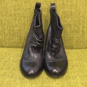 Black leather booties
